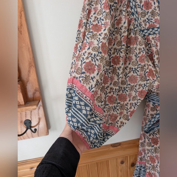 Cleobella Magdalena Sunset Woodblock Printed Bohemian Mini Dress Size M - Picture 3 of 8